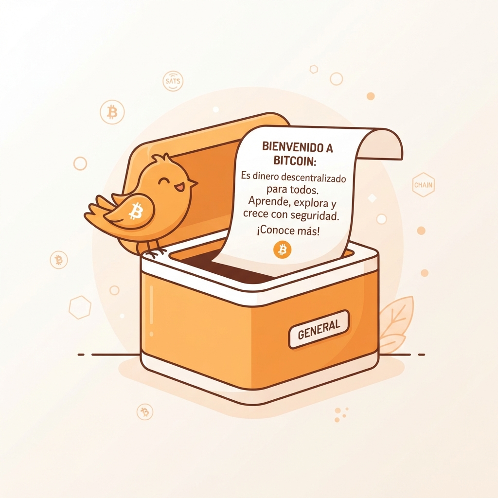 Ilustración de un bloque de Bitcoin abierto que contiene un mensaje escrito, simbolizando OP_RETURN