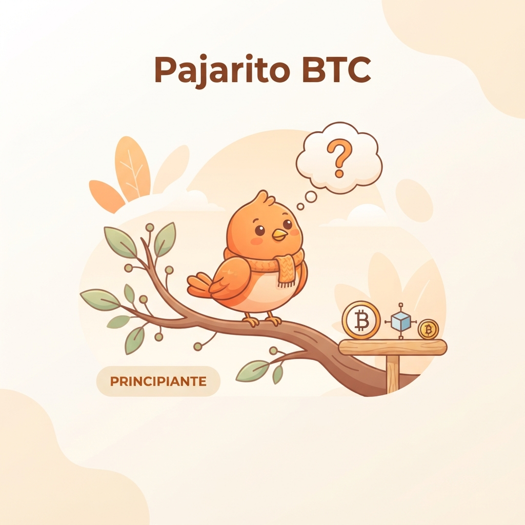 Ilustración vectorial de un pájaro naranja sobre una rama con una burbuja de pensamiento, invitando a la comunidad a compartir aprendizajes de la semana sobre Bitcoin.