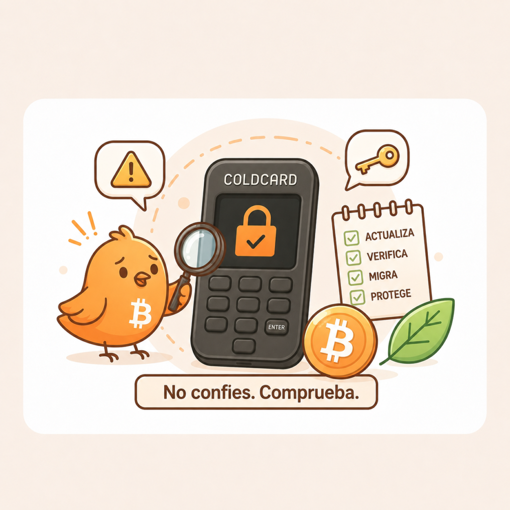Imagen editorial de referencia para el aviso de seguridad sobre generación de seed en COLDCARD.