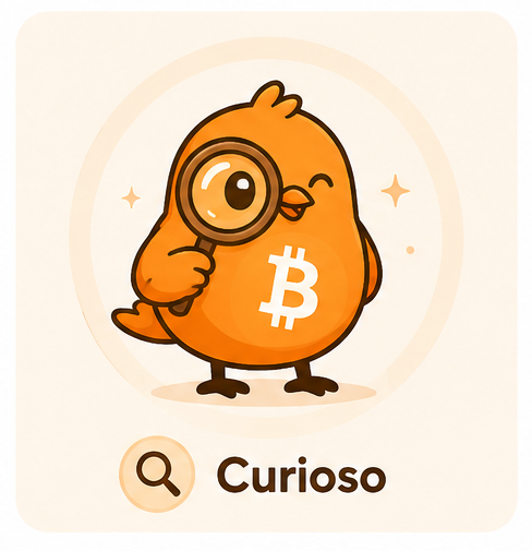 Pajarito examinando un concepto con una lupa
