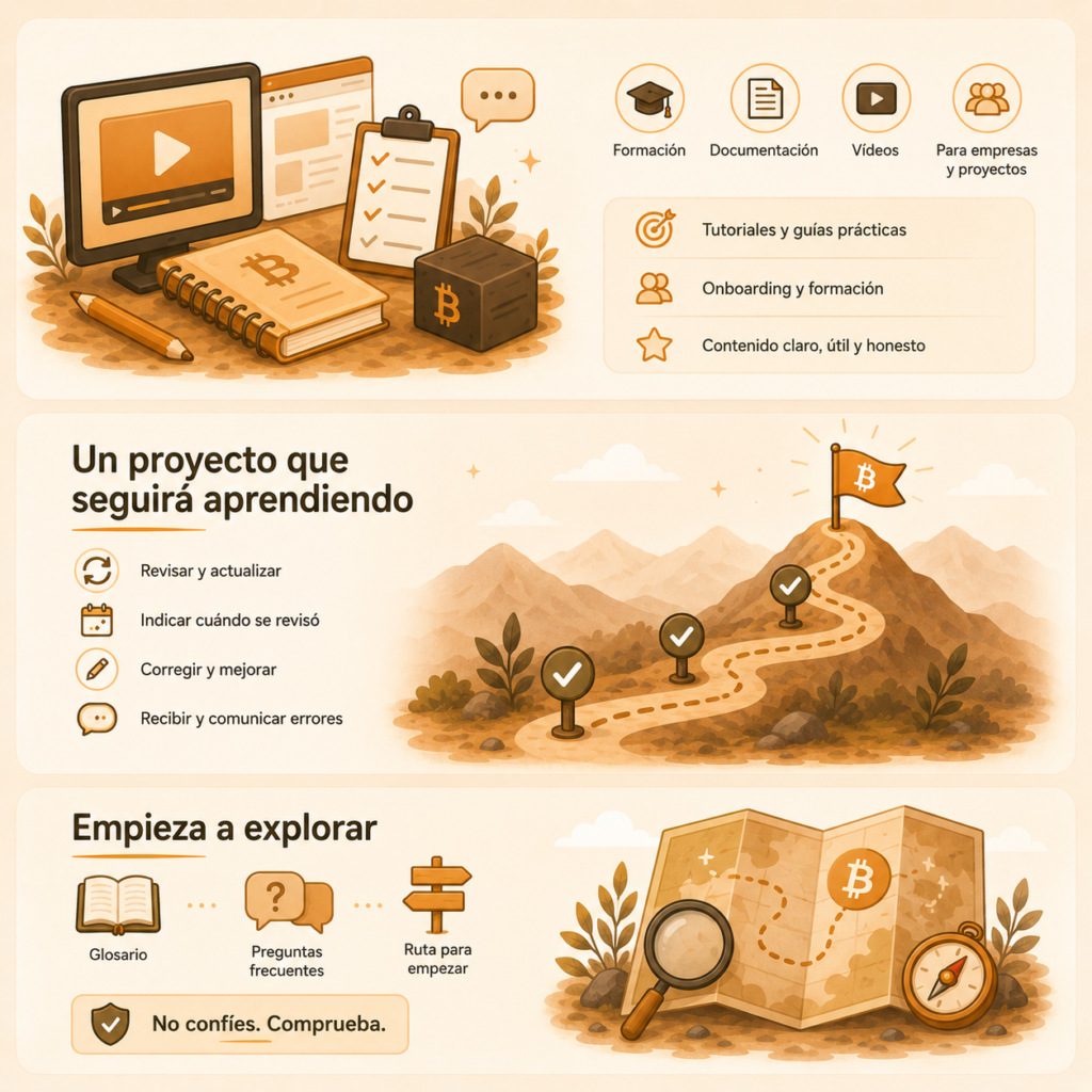 Pajarito preparando materiales educativos para explicar Bitcoin