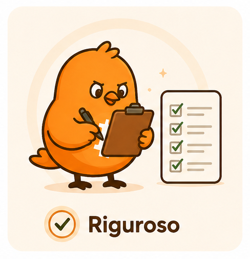 Pajarito verificando cuidadosamente una lista