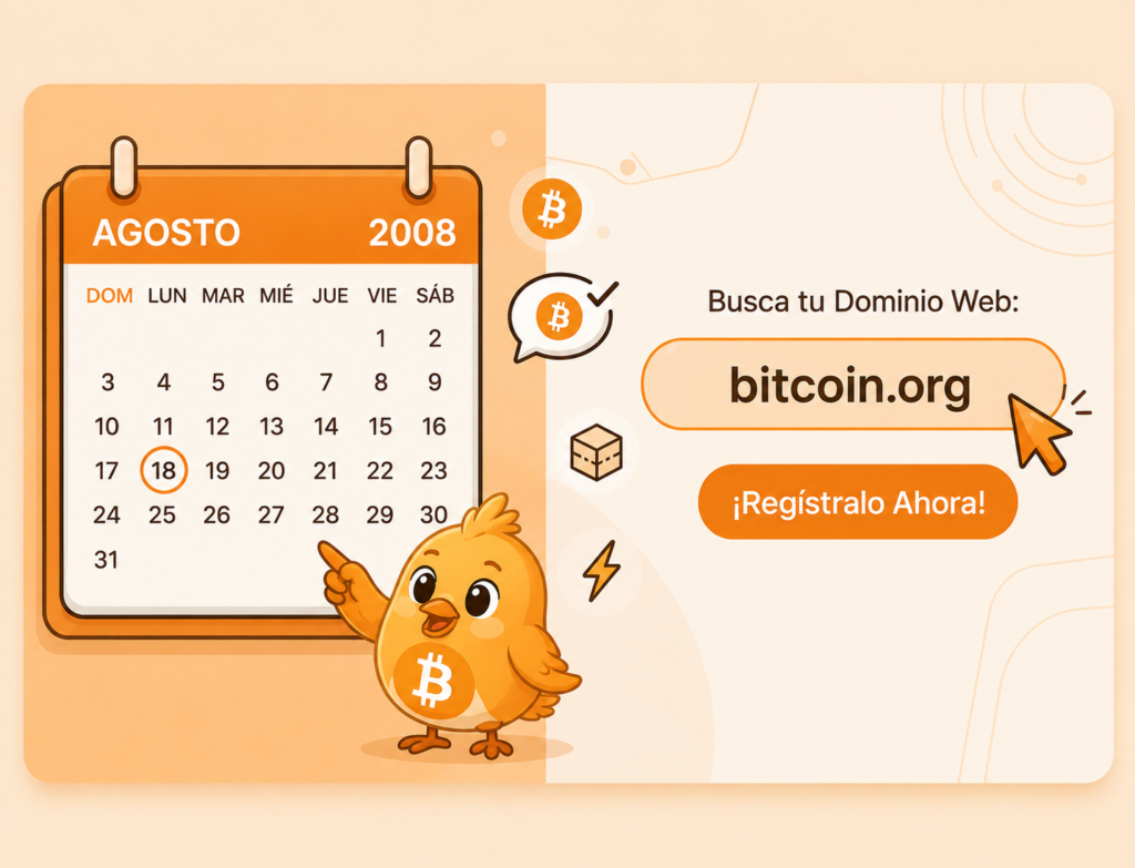 Ilustración vectorial de un calendario y un registro de dominio, en tono naranja cálido sobre fondo claro