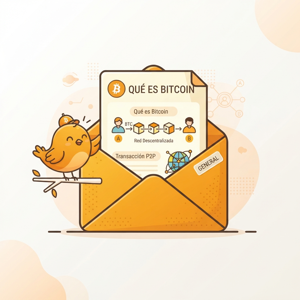Ilustración de un sobre de correo abierto con un documento técnico dentro, en tonos naranja cálido sobre fondo claro.