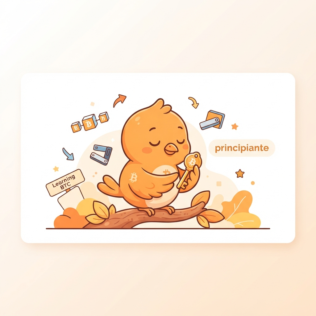 Ilustración de un pajarito naranja sosteniendo una llave con expresión pensativa, sobre fondo claro