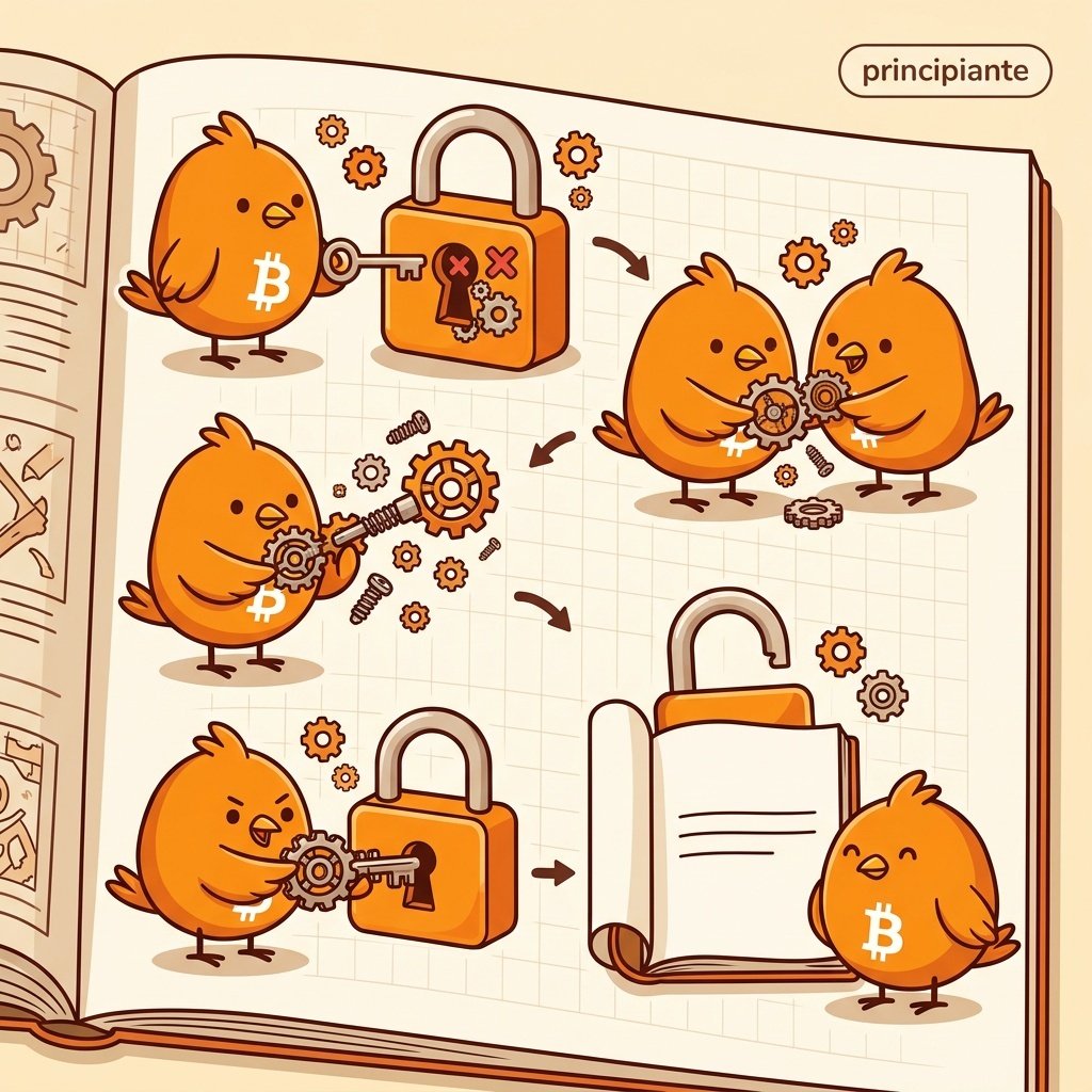 Ilustración de una página de registro protegida por un candado que se abre con trabajo y energía