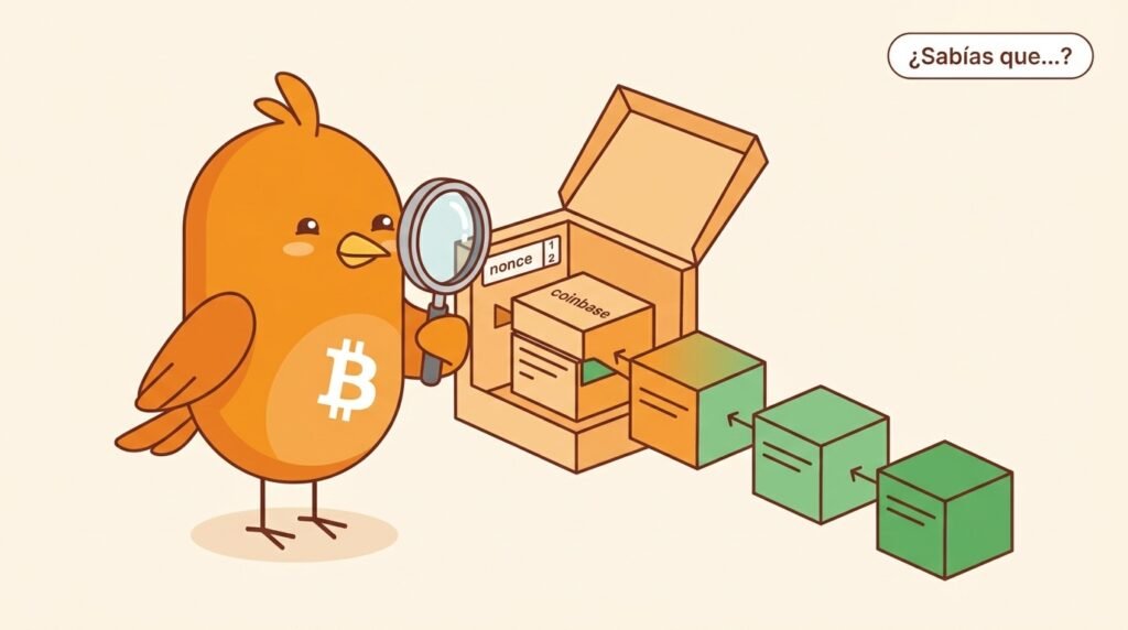 Pajarito cambia una pieza de la coinbase de un bloque de Bitcoin para continuar la búsqueda de una prueba de trabajo después de agotar las combinaciones del nonce.