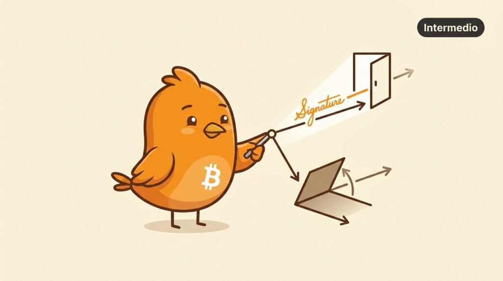 Pajarito explica cómo Taproot permite elegir una ruta de clave sencilla y revelar una ruta de script solo cuando es necesaria.
