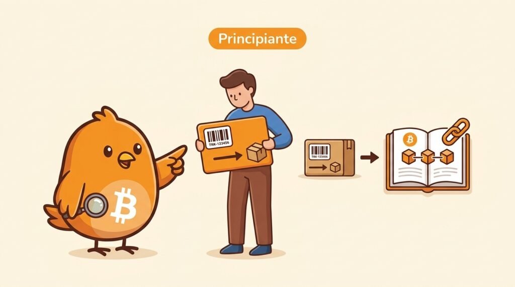 Pajarito muestra que el identificador de una transacción funciona como el número de seguimiento de un paquete: permite localizar el registro, pero no contiene los bitcoin ni confirma por sí solo el pago.