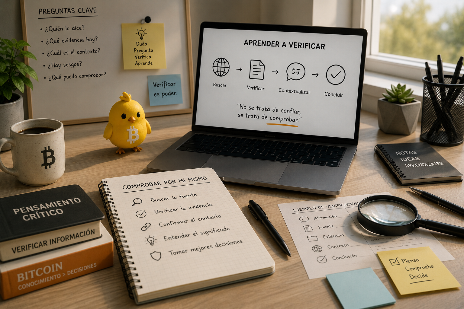Pajarito aprendiendo a verificar información de Bitcoin