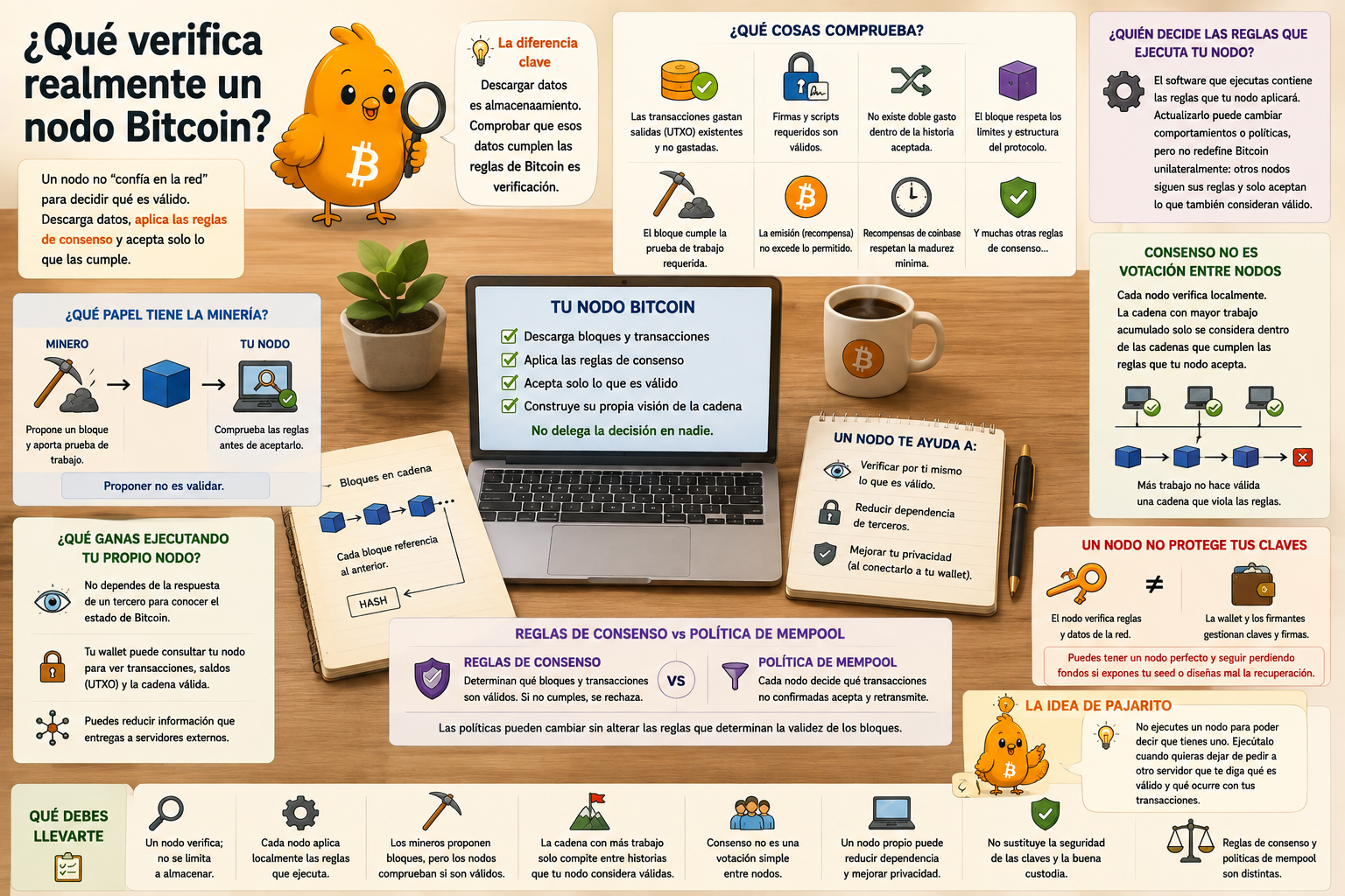 Pajarito explica la función de verificación de un nodo Bitcoin