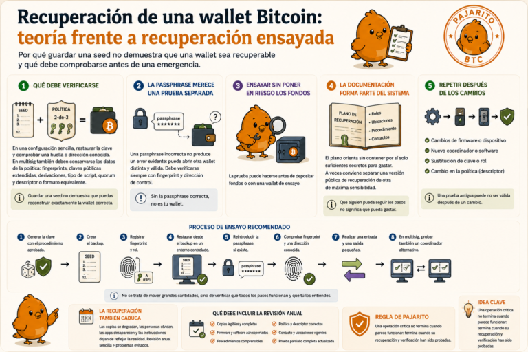 Recuperación de una wallet Bitcoin: teoría frente a recuperación ensayada