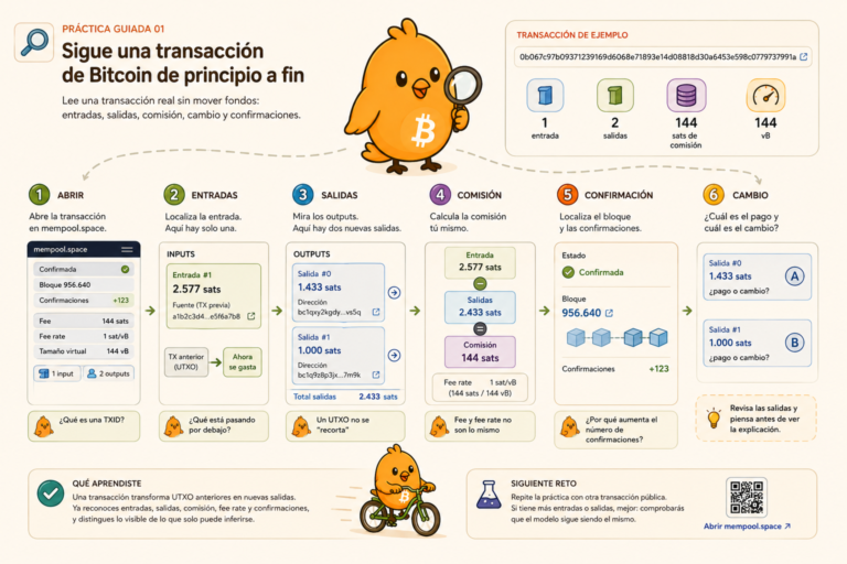Sigue una transacción de Bitcoin de principio a fin