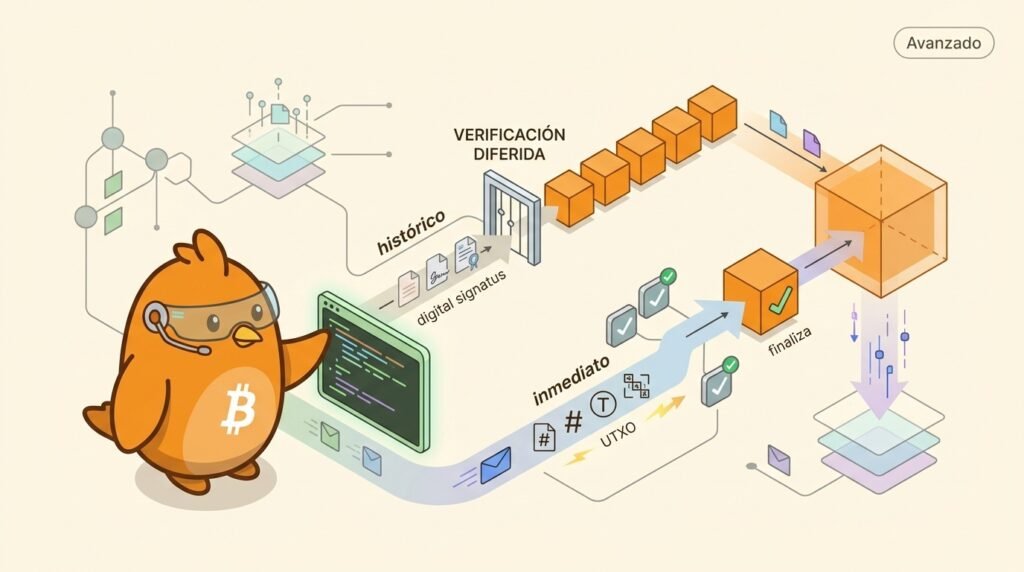 Pajarito explica cómo assumevalid retrasa la verificación de firmas históricas mientras el nodo sigue comprobando la prueba de trabajo, la estructura de bloques y el conjunto UTXO.