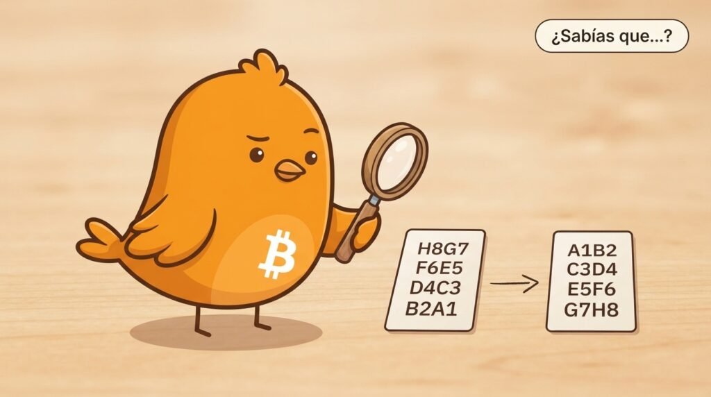 Pajarito compara dos representaciones del mismo identificador hexadecimal de una transacción, mostrando que los bytes aparecen en orden inverso.