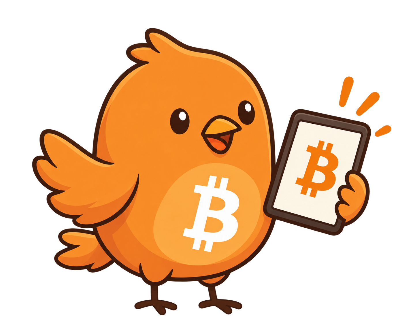 Ilustración de Pajarito sobre la newsletter de Bitcoin que llega por correo