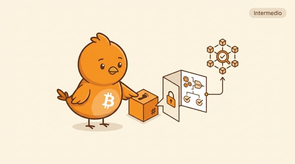 Pajarito muestra cómo P2SH compromete un redeemScript mediante su hash y cómo el script se revela para ser verificado al gastar.