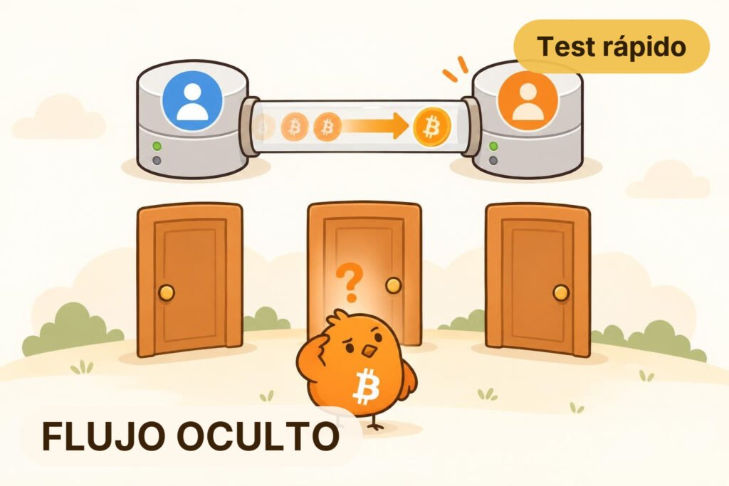 Pajarito señala un canal entre dos nodos y una flecha de capacidad que se desplaza desde la contraparte hacia él, mostrando cómo puede llegar un pago.