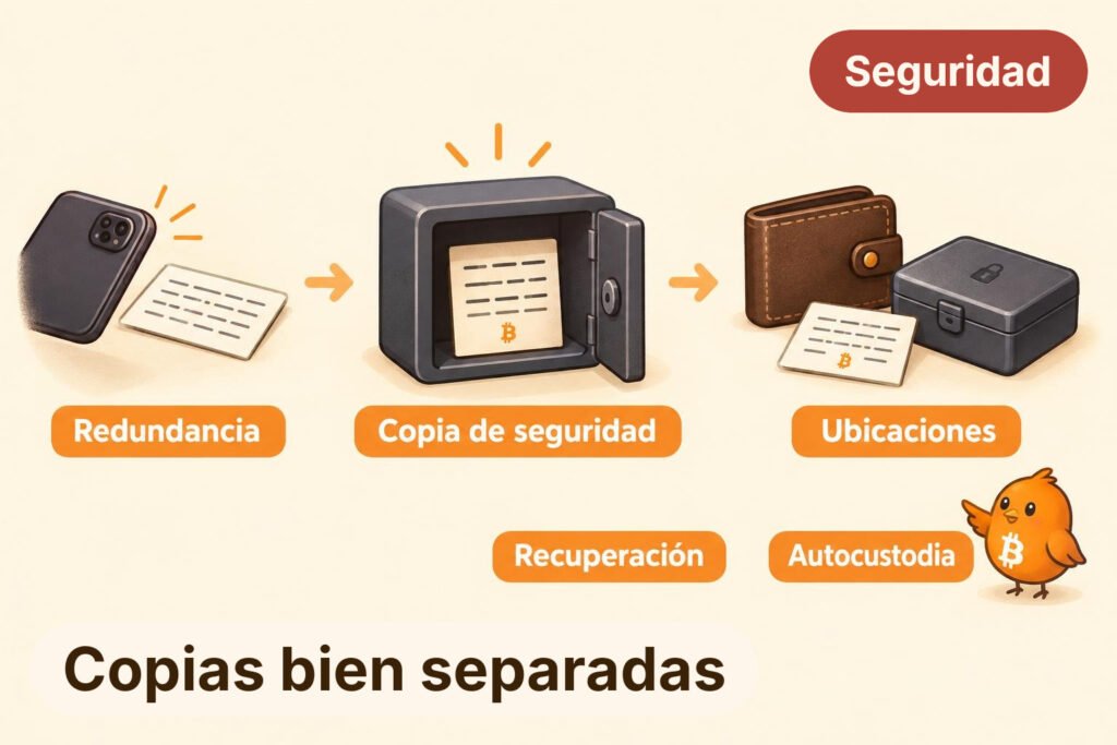 Pajarito guarda una copia física de respaldo en un lugar separado y aparta un móvil que iba a fotografiarla.