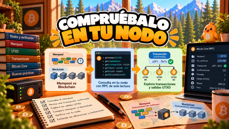Pajarito explica cómo verificar una TXID, un bloque y una salida UTXO desde Bitcoin Core.