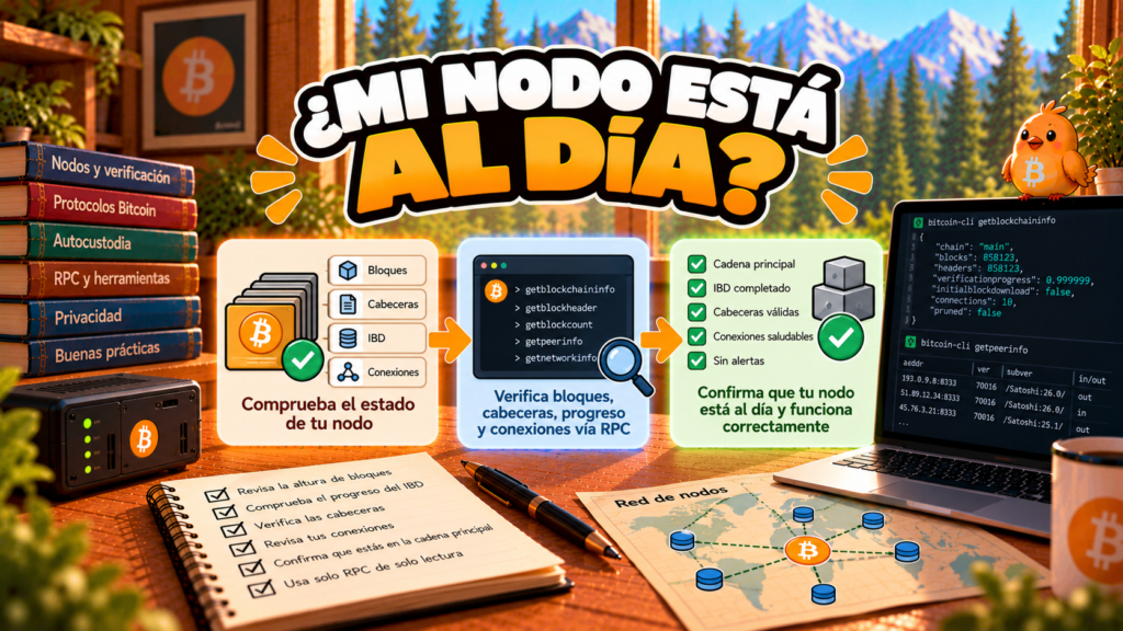 Pajarito explica cómo comprobar si un nodo Bitcoin Core está sincronizado.