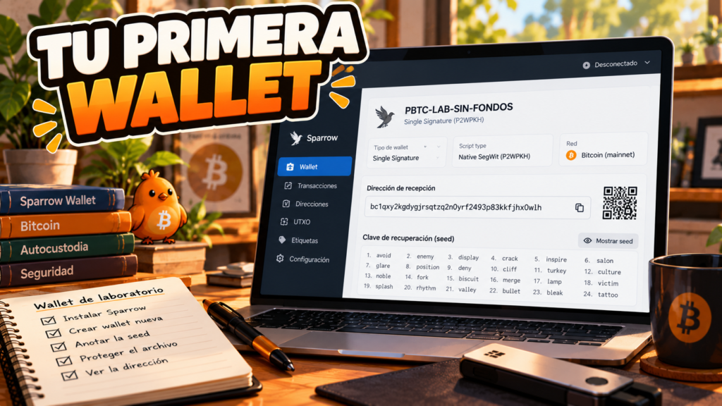Pajarito explica cómo crear una wallet Bitcoin de laboratorio sin fondos.