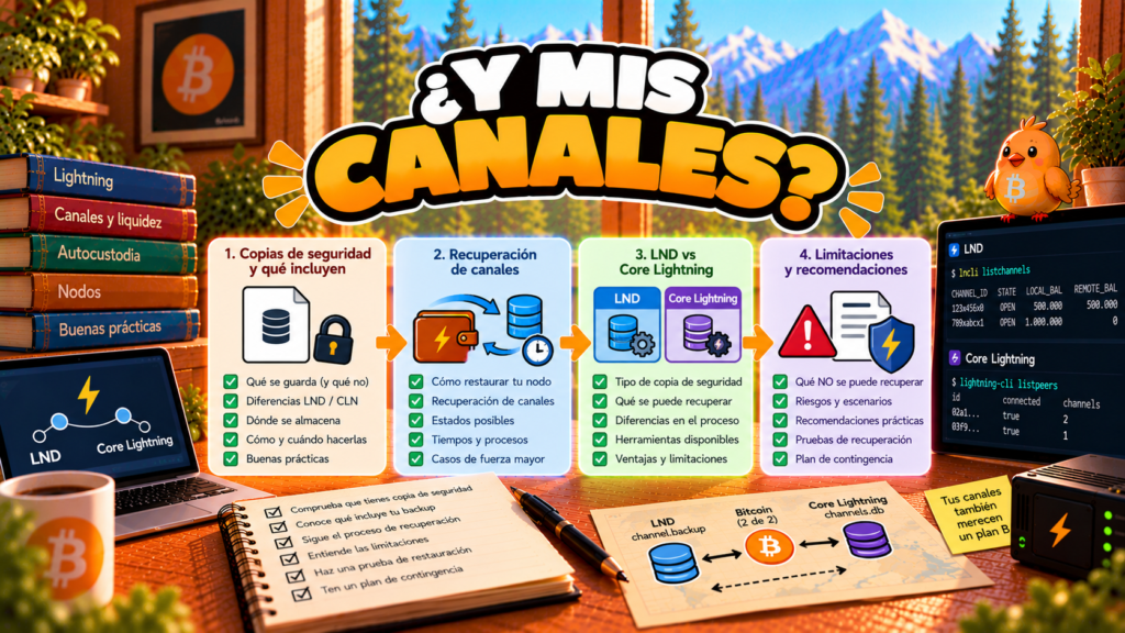 Pajarito explica qué respaldos hacen falta para recuperar canales Lightning.